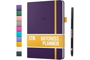 AGENDA A5 DOTCROSS (Pianificatore proiettile) di Scribbles That Matter - Half Bujo Half Planner - Aggiungi in modo creativo concentrazione, produttività e salute mentale nella tua vita - Melanzana