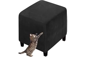 HOOWARM Hockerbezug Quadratisch/Rund 40x40/45x45/50x50cm Gray Stretch Ottoman Bezug Jacquard Velvet Fußhocker Bezug Luxuriöser Hockerabdeckung Waschbar Hocker Protector (Color : A30, Size : 40x40cm/15.7x15.