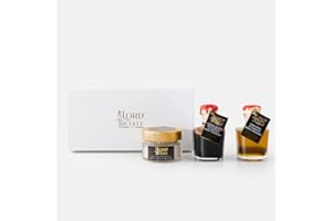 Lord Truffle | Coffret cadeau de luxe: 1 huile à la truffe blanche italienne 100 ml, flocons de sel de Maldon à la truffe blanche 60 g, vinaigre balsamique à la truffe blanche 100 ml