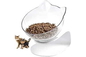 SAIBANGZI Support Gamelles pour Chats Orthopédique Gamelle Inclinée Chat, Incliné 15° Anti-Vomissements Cou De Protection avec Pince Alimentaire, AntidéRapante, pour Chiots, Chats (Bol Simple)