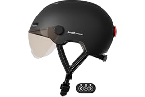 Cosmo Connected - Cosmo Fusion+ - Casque Intelligent Vélo et Trottinette avec Visière, Taille Adulte - Clignotants, Feu de Freinage Automatique, Partage de Trajet, Détection de Chute, Assurance