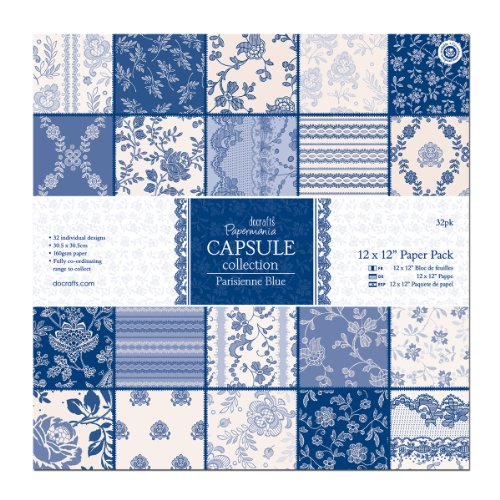 Papermania Capsule Collection 12" x 12" Paper Pack (32 Pack) - Parisienne Blue