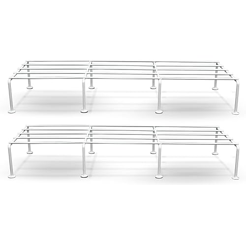 BonKaso Premium Rectangular Anti-Rust Metal Plant Stand Set (Pack of 2) - Stylish White Stands for Indoor, Outdoor, and Balcony Use