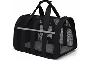 DU DU SILKLY DUDUsilkly Soft-Side Cat Carrier Bag, Portable Pets Carriers For Cats Dogs，dog carrier with pet mat，dog carrier (L, Black)