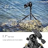 【Leicht und kompakt】Das Reisestativ mit Kugelkopf wiegt nur 1,36KG,mehr leichter als 4 Dosen von 300ml Getränke; Zum Transport lassen sich die Stativbeine um 180 Grad klappen, was das Packmaß auf nur 46 cm reduziert!