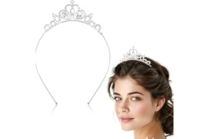 AOZUO Auzuo Princess Crown Tiara, Crystal Tiaras for Women, Pageant Crown, Rhinestone Headband, Silver Crystal Tiara, Hair Accessories for Women, Birthday, Wedding, Halloween, Party, Christmas Gifts
