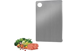 JAMSSOW Tagliere In Acciaio Inox, 24 x 15 cm Doppio Lato Tagliere in Titanio Alimentare, Tagliere in Titanio,Tagliere Cucina Multifunzione Professionale,Adatto per Carne, Frutta, Pasta, Verdure
