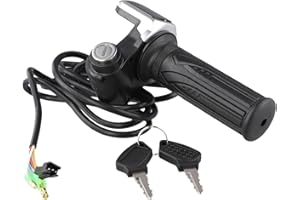 Yuanpgky Poignée d'accélérateur électrique 36 V 48 V 60 V avec indicateur d'alimentation et verrouillage à clé pour scooter, vélo électrique, moto, contrôle général du guidon 158 cm, métal et