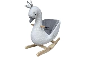 THE ROCKING HORSE CO NEW Plush SWAN Rocking Chair on Wooden Rockers with Sound Effects