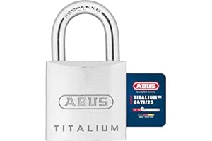 ABUS Kłódka Titalium 64TI/25 - korpus zamka ze specjalnego aluminium - hartowany stalowy pałąk - poziom bezpieczeństwa ABS 3 - srebrna
