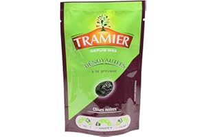 Tramier Olives Noires à la Grecque Dénoyautées (1 x 100 g), olives de table provenant du Maroc, olives dénoyautées idéales pour apéritifs & recettes
