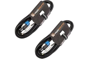 VisioSound 2 x Male Speakon to 6.35mm 1/4" Jack PA Speaker Cable/Guitar Amp Lead / 2 Pack 6m