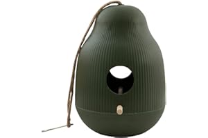 Point-Virgule Nido per uccelli, casetta per uccelli da appendere, in fibra di bambù, colore verde, diametro 18 cm, altezza 25 cm