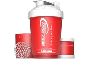 Best Body Nutrition Eiweiß - Coctelera (600 ml), color rojo y blanco