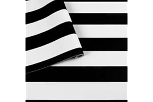 ARTHOME WALL DECOR Arthome Noir Blanc Autocollant Papier Peint, 44cmx3m Rayure Film Papier Moderne Auto Adhésif Imperméable Décoratif Vinyle Papier Peint pour Salon Chambre Coucher Comptoirs Armoires