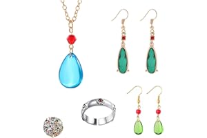 HJYZY 14 pcs Anime Howl's Moving Castle Necklace Ring Set Costume Jewelry Drop Earrings Accessories Anime Stickers Gifts for fans