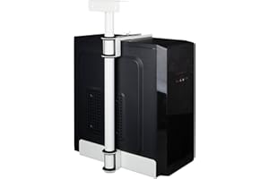 ZILCHX PC Holder Under Desk, Computer Suspension Holder for Undertable, Full Steel Material, up to 35 kg, 360° Rotatable, Height Adjustable 50-530 mm for Most Hosts (White 360°)