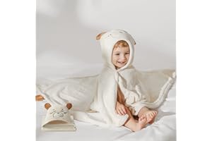 bc babycare Baby Bath Towel, Thickened Warm Coral Fleece Baby Bath Towel, Super Absorbent Baby Hooded Bath Towel, 105 * 105cm