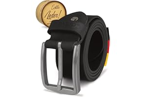 Cartvelli Vintage Men's Leather Belt 40 mm Made in Germany with Gift Box - Genuine Leather Belt Clasp Silver