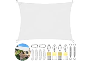 LRHRHR Voile d'ombrage Rectangulaire, Polyester Toile Solaire Imperméable Anti UV avec kit de Fixation, pour Jardin Terrasse- White|| 2x2.5m(6.5x8ft)