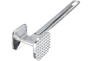 KAKKI Meat Tenderizer Hammer Stainless Steel Steak Metal Mallet Dishwasher Safe Kitchen Tool Good Grip Heavy Duty Durable Double-Sided Beater for Meat Beef Veal & Chicken Breasts