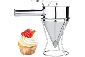 LIMEOW 1200ml Pfannkuchen Teigspender Edelstahl Teigportionierer Edelstahl Teig Spender Batter Trichter Backtrichter für Zuhause Küche Bäckerei Kuchen Desserts Kochwerkzeuge stainless steel silber