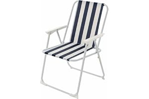 Aggloz | Folding Metal Beach Camping Chair Portable Garden Armchair - Foldable Lightweight Outdoor Picnic Seat | UK (Stripe)