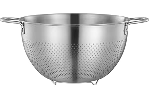 Passoire Inox Passoire Cuisine avec Poignées et Base Passoire pour Spaghetti/ Nouilles/ Riz/ Fruits/ Légumes, Passoire Ø 24cm, Lavable au Lave-Vaisselle