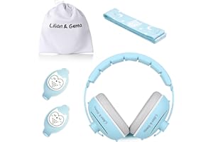 Lilian&Gema 2 in 1 Cuffie Neonato Antirumore -25dB,Protettori acustici per neonati, archetto regolabile, antiscivolo e antistress, protezione acustica ideale per neonati fino a 48 mesi