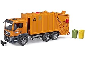 bruder 03760 - Man TGS Müll-LKW mit 2 Mülltonnen - 1:16 Fahrzeuge, Müllauto Spielzeug, Müllabfuhr, Müllwagen