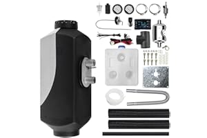 SPORTS FLYFREE 12V 5KW Diesel Air Heater, Diesel Night Heater with Remote Control And LCD Monitor for RV Truck, Bus, Boat, Touring Car, Caravans, Motorhomes (Black+Grey，5KW，10L)