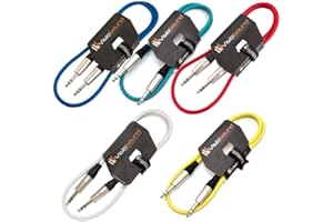 VisioSound 5 x 6.35mm 1/4" Stereo TRS Jack to TRS Jack Lead/Balanced Signal/Audio Patch Cable (Multi-Coloured, 1m, Pack of 5)