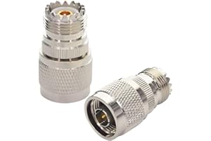 BOOBRIE RF Coaxial Adapter UHF Female to N Male Adapter UHF to N Coaxial Male 2 sztuki SO239 to N Adapter Amateur Radio Antenna Adapter for Antenna/WLAN Device/WLAN/Radio