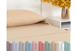 TRAMAS+ Sabanas 90x190 / 200cm 100% algodón, Suave y Traspirable, Juego de sábanas 3 Piezas, Sabana Bajera Ajustable, Encimera, 1 Fundas de Almohada 110x45cm, Certificado Oeko Tex- (Cama 90, Arena)