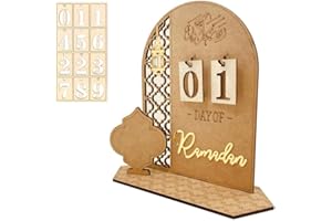 Zemolo Ramadan Kalender kinder, 2024 Countdown Kalender Holz Eid Mubarak Kalender DIY Ramadan Deko 30 Tage Kalender für muslimische Ramadan-Party Heimdekoration