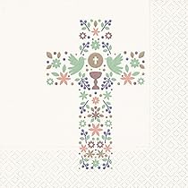 20 Serviettes De Table Baptême En Papier 16.5cm REF/8015 Blanc Et Doré