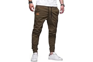 Jolicloth Men's Trousers Cargo Jogger Work Cotton Casual Sweatpants Outdoor Elasticated Waist Drawstring Pants with Pockets
