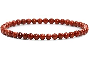 LAKADA Bracelet en véritable pierre précieuse avec perles rondes de 4 mm - Différentes longueurs - Bracelet porte-bonheur talisman cadeau