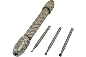 LUO KE Luo ke 3 Pcs Round Cup Burr, 3/32'' Shank Wire Rounder Burs with Hand Drill Wire Twisting Tools (Cup Burr Size: 1.2mm/1.8mm/2.3mm)