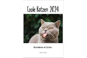‎EDITION SEIDEL Edition Seidel Premium Kalender Coole Katzen Wochenkalender 2024 Format DIN A4 Wandkalender Katzenkalender mit lustigen Sprüchen und Zitaten Tiere Katze Kater Kitten Kätzchen