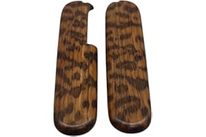 COUTEAUX SUISSES CUSTOM Cotes Pour Manches Couteaux Suisses, 2 Plaquettes Bois Precieux De AMOURETTE, Longueur 91mm, Emplacements Pincettes/Cure Dents.