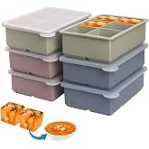 BECOKIT 1/2 Cup Silicone Freezer Tray With Lid - Silicone Freezer Molds 6-Pack For meal prep & freezing of various sauces and