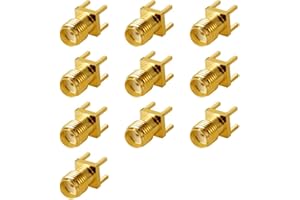 Vecys 10 Pezzi SMA Femmina Connettore SMA PCB Pannello Connettore con Montaggio su Bordo con 4 pin Connettore Diritto