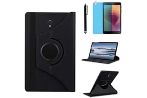 R.SHENGTE Étui Housse Coque pour Samsung Galaxy Tab A 8.0 2017 Tablet (SM-T380 SM-T385) - 360 degrés Rotation Full Protection Kickstand Case Cover,avec Un Stylo,Écran Film (Black)