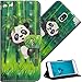 Produktbild COTDINFOR Samsung J7 2017 Hülle für Geschenk Lederhülle 3D-Effekt Kartenfächer Schutzhülle Protective Handy Tasche Schale Standfunktion Etui für Galaxy J7 2017 / J730 Climbing Bamboo Panda YX.