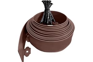 FOCEFEC Flexible Garden Edging Border 10m, 10cm High Lawn Edging for Gardens & Lawns, Plastic Edging with 30pcs Stakes for Flower Bed Edge, Landscape Dividers, Sidewalks, Weather Resistant, Brown