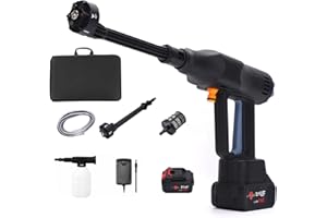AILRINNI Idropulitrice Portatile - 21V Idropulitrice a Batteria Portatile, Idropulitrice Senza Fili con Ugello Multifunzione 6 in 1, Pistola Idropulitrice per Lavaggio Auto, Giardino