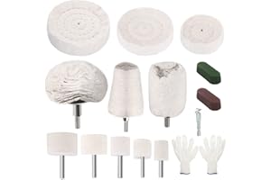 WeeGoo 15Pcs Car Polishing Pads for Drill, Metal Polishing Wheels for Drill, Cone/Column/Mushroom Buffing Wheel for Motorcycle Car Metal Aluminum, Wood