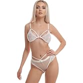 Stylish Underwear Set with Lace Detail, Bra and Panty Set, White and Black Color Options