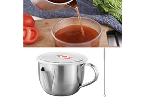 LATRAT Fetttrennkanne Edelstahl Soßenkanne, Mehrzweck Fett-Trennkanne Mit Deckel & Pinsel, Küche Fettabscheider Kann Am Induktionsherd Erhitzt Werden, 1L